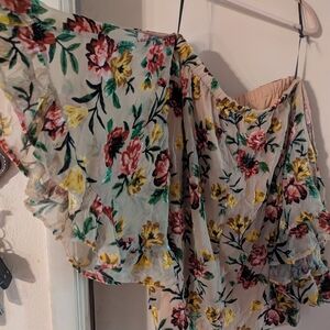 Forever 21 Multicolor Floral Ruffle Blouse